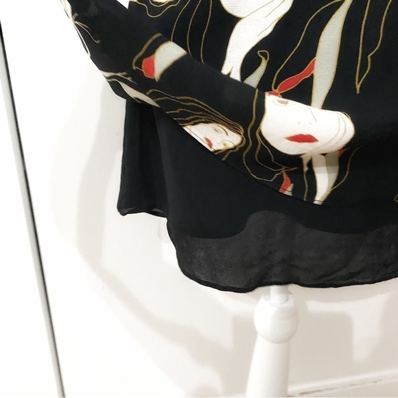 𝅺ARITZIA LITTLE MOON STELLERA BLACK ASIAN PRINT SLEEVELESS MINI DRESS - Picture 7 of 13